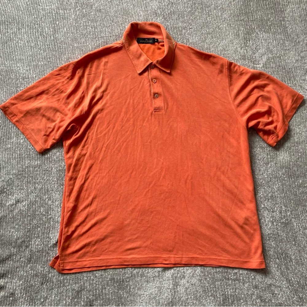 Bugatchi Uomo Vintage Polo Shirt XL Burnt Orange Classic Preppy